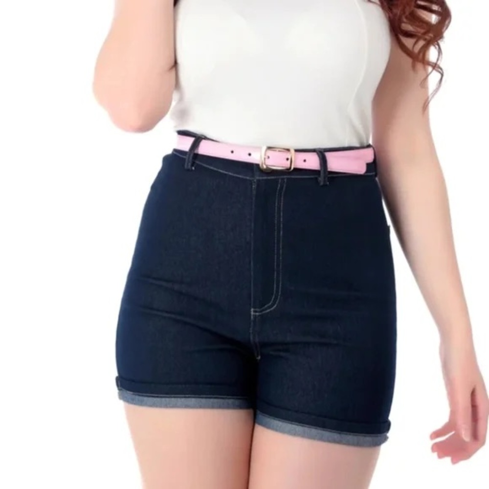COLLECTIF LONDON HIGH WAIST JEANS SHORT SIZE 2
